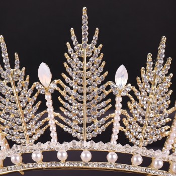 Handmade Silver Gold Bridal Hair Jewelry Luxury Pearls Rhinestone Tiaras And Crowns Crystal Pageants Wedding Hair Accessories