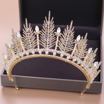 Handmade Silver Gold Bridal Hair Jewelry Luxury Pearls Rhinestone Tiaras And Crowns Crystal Pageants Wedding Hair Accessories