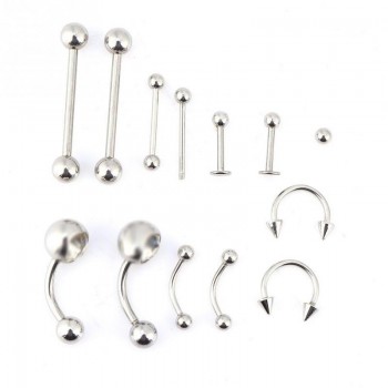 Tongue Nose Belly Button Body Jewelry Piercing Rings Clamp Gloves Needles Tool Kit Ear Plug Prong Earrings Internally Threaded