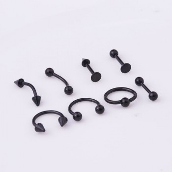 8pcs/set Mix Bar Ball Ring Spiking Surgical Stainless Steel Ear Eyebrow Lip Nose Tongue Piercing Set jewelry For for Women Men