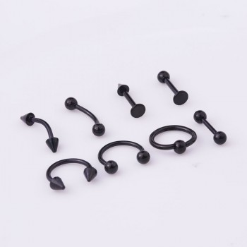 8pcs/set Mix Bar Ball Ring Spiking Surgical Stainless Steel Ear Eyebrow Lip Nose Tongue Piercing Set jewelry For for Women Men
