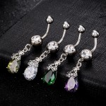 High Quality Piercing Navel and Bell Button Rings AAA Cubic Zirconia Oval Stone Fashion Body Jewelry Flower Bar Bell Button Ring
