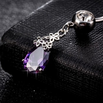 High Quality Piercing Navel and Bell Button Rings AAA Cubic Zirconia Oval Stone Fashion Body Jewelry Flower Bar Bell Button Ring