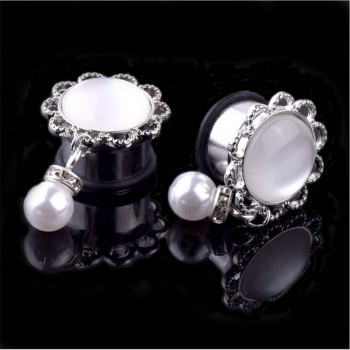 Flower Ear Plugs Tunnels Flesh Expansions Piercing Simulated Pearl Ear Plugs Earring Gauges Ears Expanders Rings Fashion Jewelry