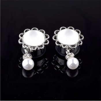 Flower Ear Plugs Tunnels Flesh Expansions Piercing Simulated Pearl Ear Plugs Earring Gauges Ears Expanders Rings Fashion Jewelry