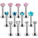 1pc Surgical Steel Labret Lip Piercing Jewelry Star CZ Zircon Cartilage Tragus Ear Studs Screw Percing Nose Ring Bijoux