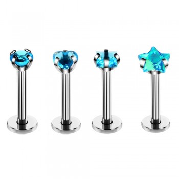 1pc Surgical Steel Labret Lip Piercing Jewelry Star CZ Zircon Cartilage Tragus Ear Studs Screw Percing Nose Ring Bijoux