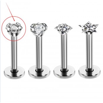 1pc Surgical Steel Labret Lip Piercing Jewelry Star CZ Zircon Cartilage Tragus Ear Studs Screw Percing Nose Ring Bijoux
