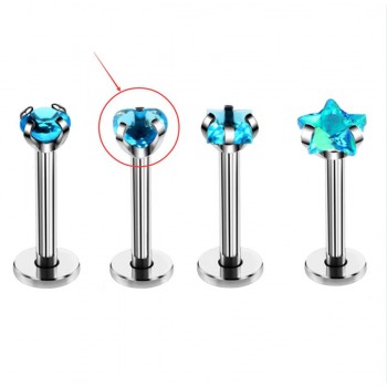 1pc Surgical Steel Labret Lip Piercing Jewelry Star CZ Zircon Cartilage Tragus Ear Studs Screw Percing Nose Ring Bijoux