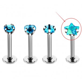 1pc Surgical Steel Labret Lip Piercing Jewelry Star CZ Zircon Cartilage Tragus Ear Studs Screw Percing Nose Ring Bijoux