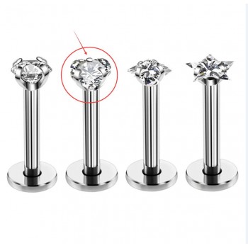 1pc Surgical Steel Labret Lip Piercing Jewelry Star CZ Zircon Cartilage Tragus Ear Studs Screw Percing Nose Ring Bijoux