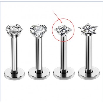 1pc Surgical Steel Labret Lip Piercing Jewelry Star CZ Zircon Cartilage Tragus Ear Studs Screw Percing Nose Ring Bijoux