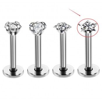 1pc Surgical Steel Labret Lip Piercing Jewelry Star CZ Zircon Cartilage Tragus Ear Studs Screw Percing Nose Ring Bijoux