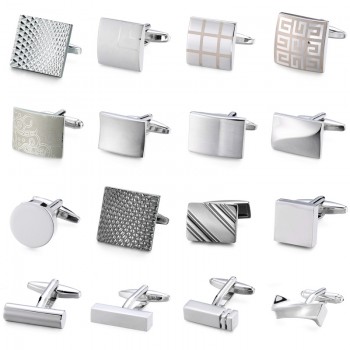 Novelty Hot selling cufflinks High quality Smooth stainless steel laser drawing design cuff links Wedding business Jewelley