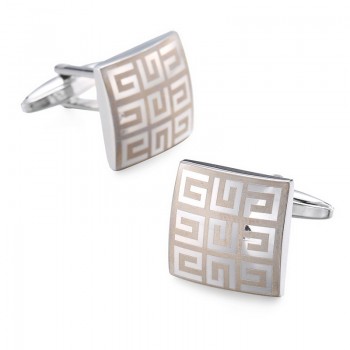 Novelty Hot selling cufflinks High quality Smooth stainless steel laser drawing design cuff links Wedding business Jewelley