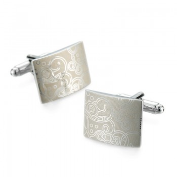 Novelty Hot selling cufflinks High quality Smooth stainless steel laser drawing design cuff links Wedding business Jewelley