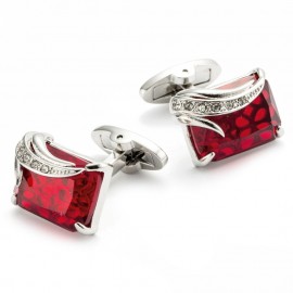 High Quality Mens Cufflink Silver Plating Red Zircon Mens Shirt cuff links men jewel 162