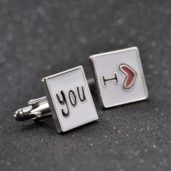 2018 New fashion cufflink for men I Love My Wife Design good husband cuff link men shirt charm zinc alloy cufflinks wholesale