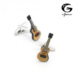 iGame Guitar Cuff Links Coffee Painting Cute Musical Instruments Design Quality Brass Shirt Cuflinks For Men Free Shipping