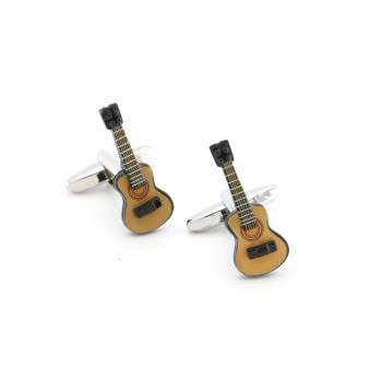 iGame Guitar Cuff Links Coffee Painting Cute Musical Instruments Design Quality Brass Shirt Cuflinks For Men Free Shipping
