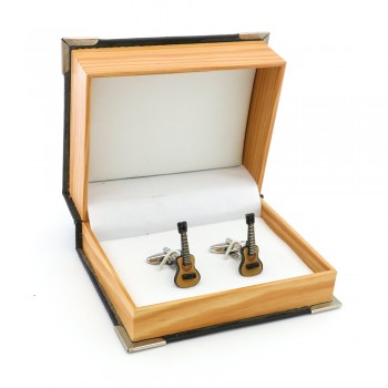 iGame Guitar Cuff Links Coffee Painting Cute Musical Instruments Design Quality Brass Shirt Cuflinks For Men Free Shipping