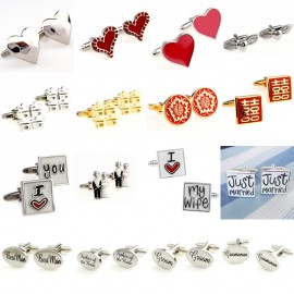 Silver Red Heart I Love You My Wife Fashion Wedding Cufflink Cuff Link 1 Pair Big Promotion Best Man Groom Groomsman Bride