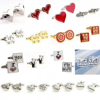 Silver Red Heart I Love You My Wife Fashion Wedding Cufflink Cuff Link 1 Pair Big Promotion Best Man Groom Groomsman Bride