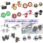 Fashion Super Hero Superhero Ironman Flash Spawn Green Lantern Captain America Spider Cufflink Cuff Link 1 Pair Free Shipping