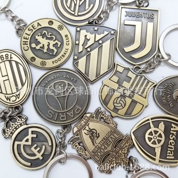 New Season CR7 C.RONALDO Messi Europe Football leagues Soccer Club Logo Bronze Keychains Mens Football Club Keychain Liverpool