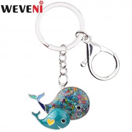 WEVENI Whale Key Chain Key Ring Handbag Charm Decoration Key Holder New Enamel Keychain Fashion Ocean Animal Jewelry For Women