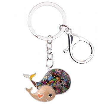 WEVENI Whale Key Chain Key Ring Handbag Charm Decoration Key Holder New Enamel Keychain Fashion Ocean Animal Jewelry For Women