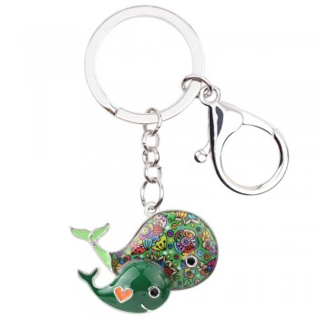 WEVENI Whale Key Chain Key Ring Handbag Charm Decoration Key Holder New Enamel Keychain Fashion Ocean Animal Jewelry For Women