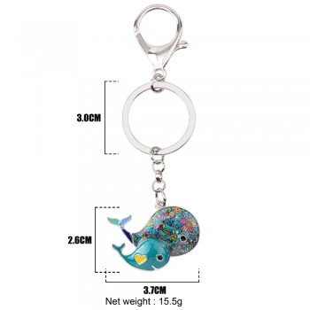 WEVENI Whale Key Chain Key Ring Handbag Charm Decoration Key Holder New Enamel Keychain Fashion Ocean Animal Jewelry For Women