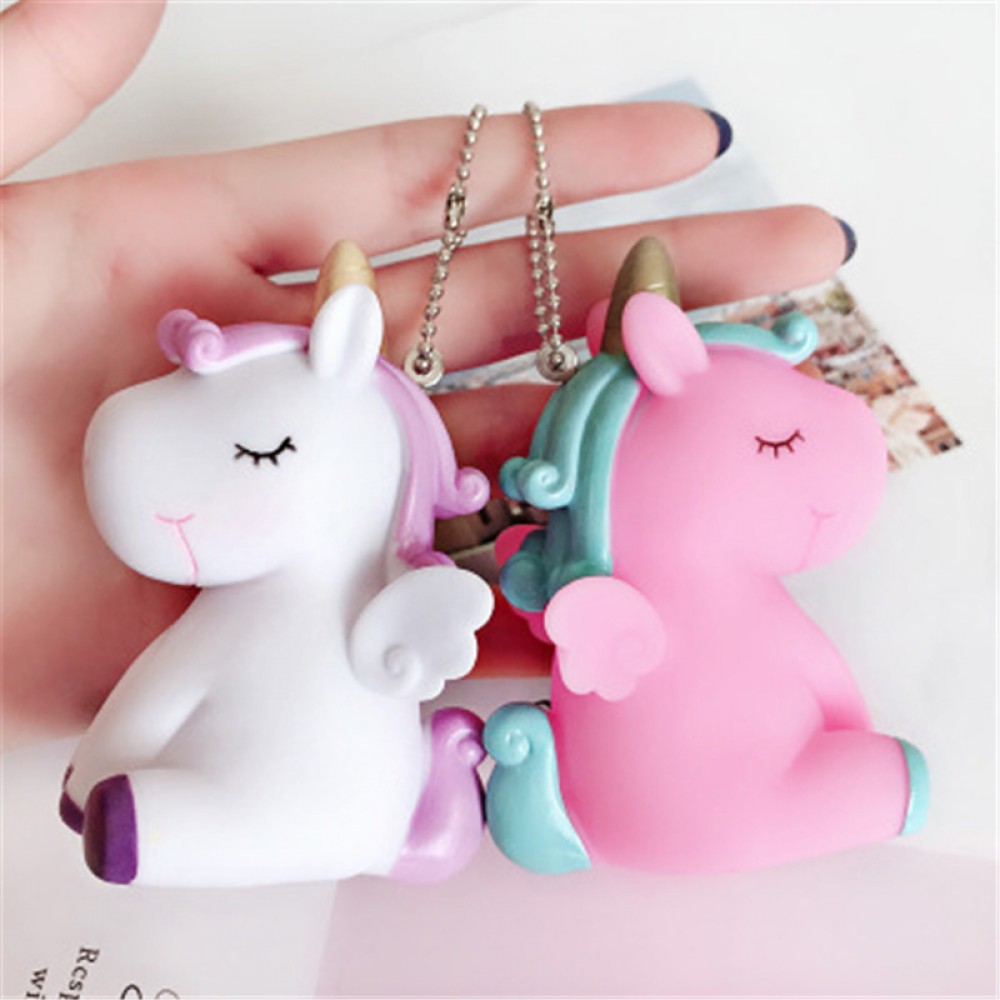 Fancyamp;Fantasy Rainbow PVC Animal Unicorn Keychain for Men Women Bag Ornament Phone Key Chain Porte Clef keyring Bag Decoration