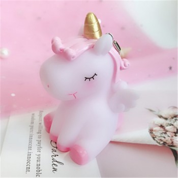 Fancyamp;Fantasy Rainbow PVC Animal Unicorn Keychain for Men Women Bag Ornament Phone Key Chain Porte Clef keyring Bag Decoration