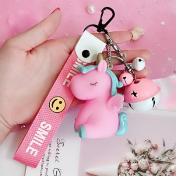 Fancyamp;Fantasy Rainbow PVC Animal Unicorn Keychain for Men Women Bag Ornament Phone Key Chain Porte Clef keyring Bag Decoration