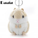 Dalaful Mini Hamster Keyrings Keychains Faux Rabbit Fur Pompom Fluffy Trinkets Car Handbag Pendant Key Chains Ring Holder K356
