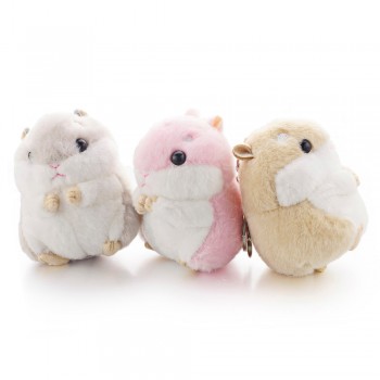 Dalaful Mini Hamster Keyrings Keychains Faux Rabbit Fur Pompom Fluffy Trinkets Car Handbag Pendant Key Chains Ring Holder K356