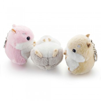 Dalaful Mini Hamster Keyrings Keychains Faux Rabbit Fur Pompom Fluffy Trinkets Car Handbag Pendant Key Chains Ring Holder K356