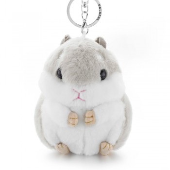 Dalaful Mini Hamster Keyrings Keychains Faux Rabbit Fur Pompom Fluffy Trinkets Car Handbag Pendant Key Chains Ring Holder K356