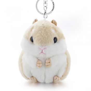 Dalaful Mini Hamster Keyrings Keychains Faux Rabbit Fur Pompom Fluffy Trinkets Car Handbag Pendant Key Chains Ring Holder K356