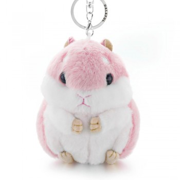 Dalaful Mini Hamster Keyrings Keychains Faux Rabbit Fur Pompom Fluffy Trinkets Car Handbag Pendant Key Chains Ring Holder K356