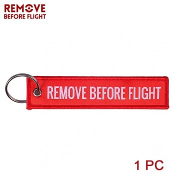 Remove Before Flight OEM Key Chains Berloques Red Embroidery Highlight Key Fobs Chains Jewelry Aviation Gifts Chaveiro Masculino