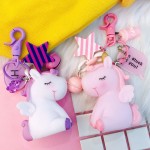 Creative Rainbow PVC BB Call Animal Unicorn Shaped Pendant Keychain for Men Women Bag Phone Car Pendant Key Chain  Clef keyring