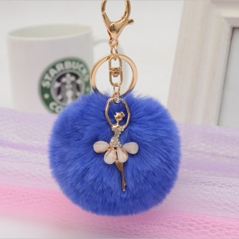 Gold Key Chain Pom Pom Key Rings Fake Rabbit Fur Ball KeyChain Pompom Angel Girl Fourrure Pompon Women Bag Charms Jewelry