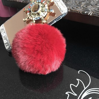 Gold Key Chain Pom Pom Key Rings Fake Rabbit Fur Ball KeyChain Pompom Angel Girl Fourrure Pompon Women Bag Charms Jewelry