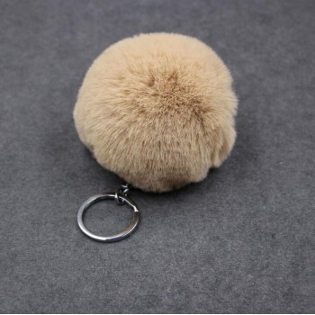 Gold Key Chain Pom Pom Key Rings Fake Rabbit Fur Ball KeyChain Pompom Angel Girl Fourrure Pompon Women Bag Charms Jewelry
