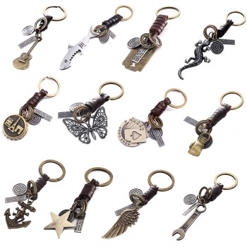 Multiple Guitar Butterfly Pendant Suspension Leather Keychain Key Chain Charms for Keys Car Keys Accessories Keychain on a Bag