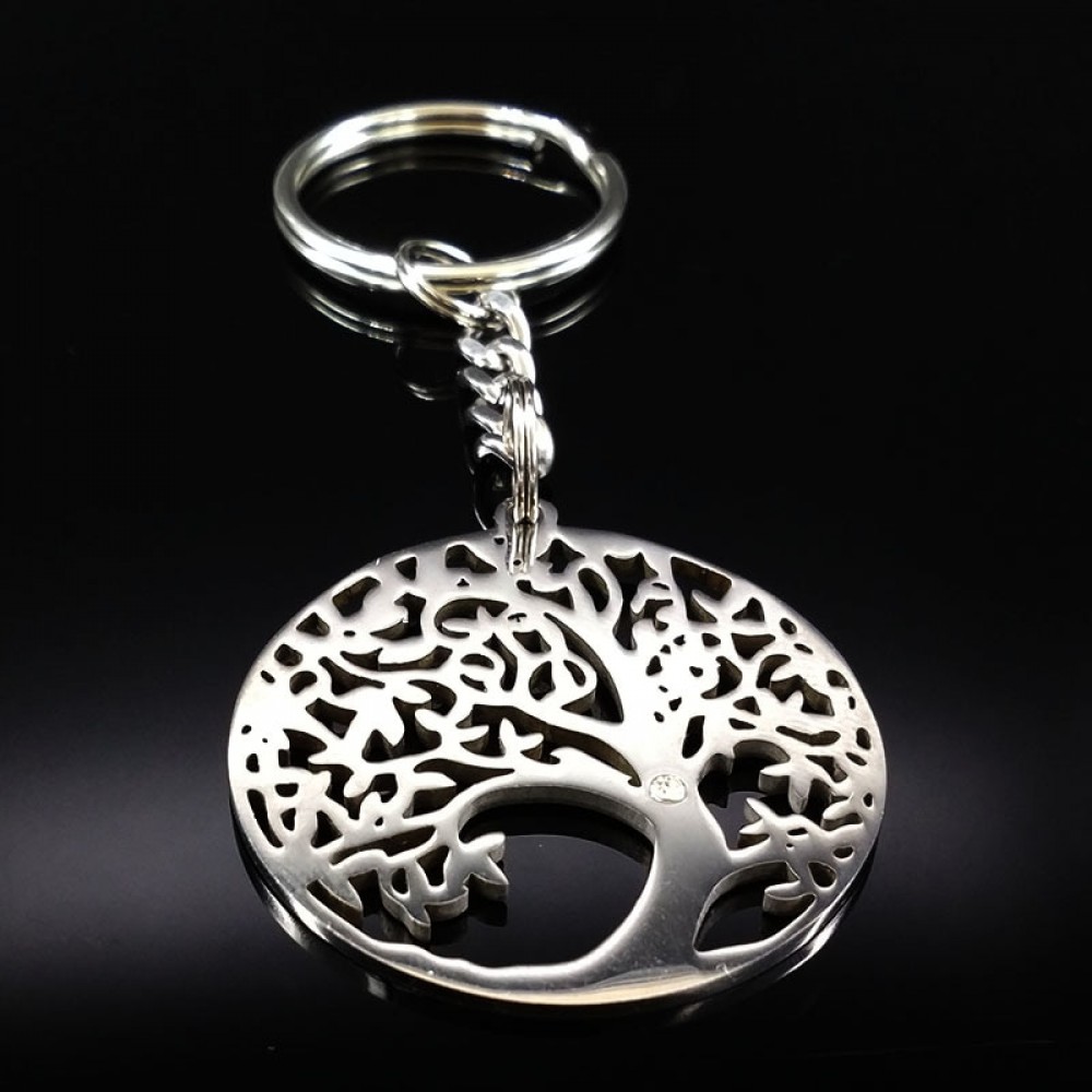 Tree of Life Keychain Stainless Steel Key Chain Women Bag Accessories Keyring For Men Gift souvenir biblo llaveros mujer K612121