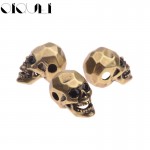 OIQUEI Vintage Black Zircons Skull Copper Beads For Men DIY Jewelry Metal Beads For Making Bracelets  Pulseiras masculinas